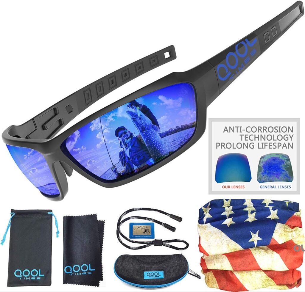 Living out your Qool Time ! Polarized Fish Sunglasses for Men Women, Running Driving Golfing Cycling